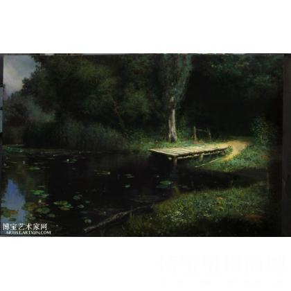 李囹 池塘 类别: 风景油画